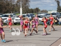 Camilla Teague with the ball for the Rubies in the junior grandfinal.