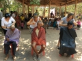 In Chum Kiri Village Elsa Burrage, Kay Lonergan and Janice Waters gave hair cuts to the elders as part of Khmer New Year celebrations.