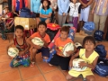 Footballs and sports equipment were also donated to the Peace village school.