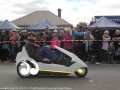 John Dwyer in a Sinclair C5 electrically assisted three wheeler pedal cycle.