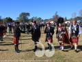 Cheif of the Day Lachlan Neil Macdonald congratulates the Scone RSL Pipes and Drums.