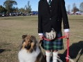 Felix Peake from the Tamworth Highland Society Pipe Band with his Scotch collie Jock.