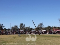 Luke Reynolds watches his winning caber toss.