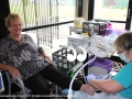 Beryl Bates taking the weight off her feet while Karen Ledgerwood from Karen Feet Podiatry pampers her with a pedicure.