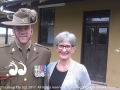 Corporal Brendan Vardy 12/16 Hunter River Lancers performed ceremonial duties and was the flag orderly, pictured with Trish Ferguson from the Gundy ANZAC Committee.