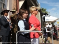 Mia and Tash Holden perform the national anthem.