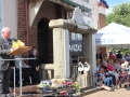 Val Quinell, president of the Scone RSL sub-branch addressing the crowd gathered at the ANZAC Day service in Scone.