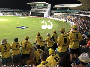 At the Kensington Oval in Barbados watching Australia win against the West Indes.