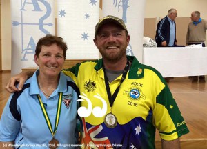 Fenny Thompson and Jock Thompson with their medals at the World Championships in Wagga Wagga.